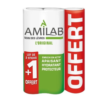 Amilab Stick Soin des Lèvres 4,7g lot 2+1 offert
