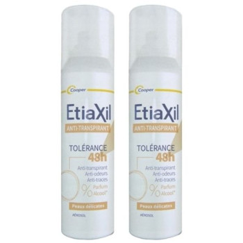 Anti-transpirant Aérosol Tolérance 48h Peaux délicates 2x150ml Etiaxil