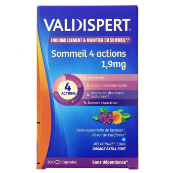 Valdispert Sommeil 4 actions 1,9mg x30 capsules