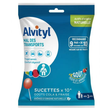 Mal des Transports Sucettes Cola Fraise x10 Alvityl