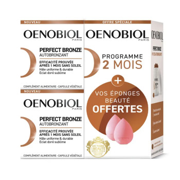 Oenobiol Perfect Bronze Coffret Autobronzant 2x30 capsules + Eponges Offertes