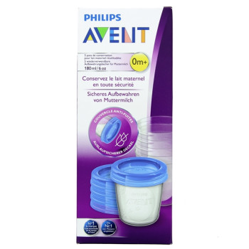 Pots de Conservation de Lait Maternel 5x180ml Avent