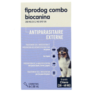 Fiprodog Combo Grands Chiens x3 pipettes Biocanina