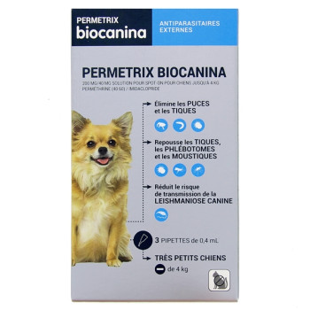 Permetrix Très Petits Chiens x3 pipettes Biocanina