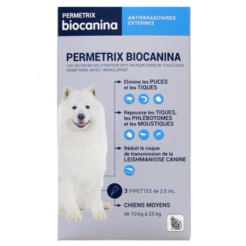 Permetrix Chiens Moyens x3 pipettes Biocanina