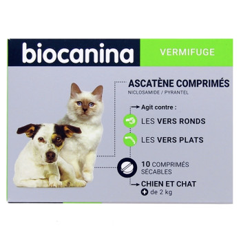 Ascatène Vermifuge Chien & Chat x10cpr sécables Biocanina