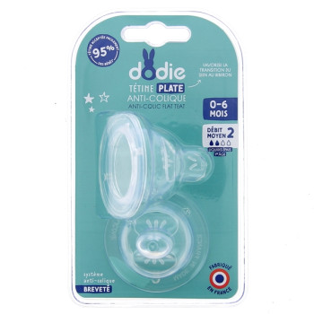 Tétines Plates Anti-Colique Débit 2 Dodie