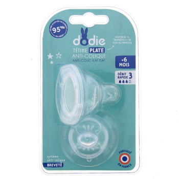 Tétines Plates Anti-Colique Débit 3 Dodie