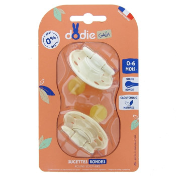Sucettes rondes caoutchouc 0-6 mois Grain de Sable x2 Dodie