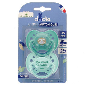Sucettes Anatomiques +18 mois Paresseux x2 Dodie