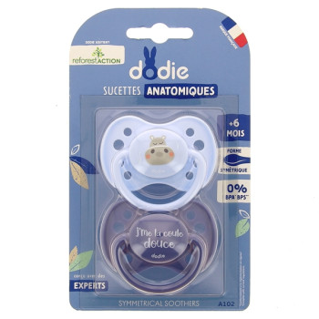 Sucettes Anatomiques +6 mois Hippo x2 Dodie