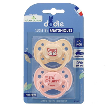 Sucettes Anatomiques +6 mois Panda Roux x2 Dodie