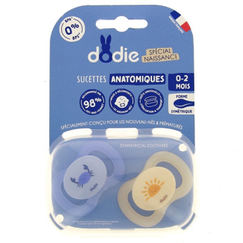 Sucettes Anatomiques Naissance 0-2 mois Mini Crabe x2 Dodie