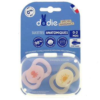 Sucettes Anatomiques Naissance 0-2 mois Petite Pieuvre x2 Dodie