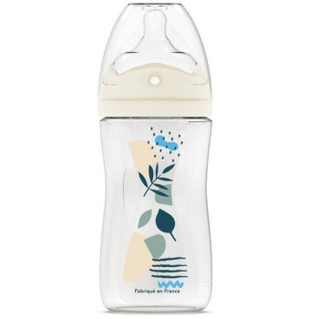 Biberon Tétine multi-perforée anti-coliques Débit 2 Nature Bleu 270ml Dodie