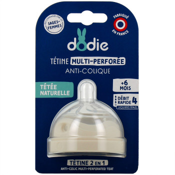 Tétine Multi-Perforée Anti-Colique Débit 4 Liquide Épais Dodie