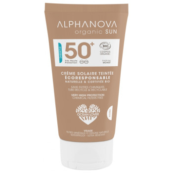 Crème Solaire Teintée Dorée Visage SPF50+ 50g Alphanova