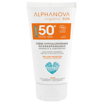 Crème Solaire Hypoallergénique Visage SPF50+ 50g Alphanova