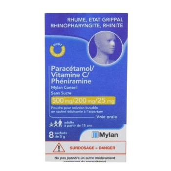 Paracétamol/ Vitamine C/ Phéniramine Sans Sucre x8 Sachet Viatris