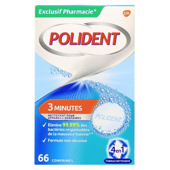 Polident Nettoyant 3 Minutes x66cpr