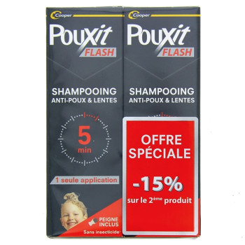 Pouxit Flash Shampooing Anti-poux & Lentes 2x100ml