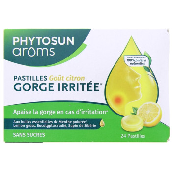 Pastilles Gorge Irritée Citron x24 Phytosun Arôms