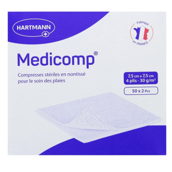 Medicomp Compresses stériles non tissées 7,5x7,5cm 50x2pcs