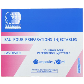 Eau pour préparations injectables Lavoisier 10Amp/20ml