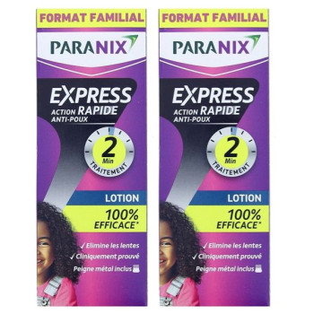 Express 2min Lotion Anti-Poux 2x195ml + Peigne Métal Paranix