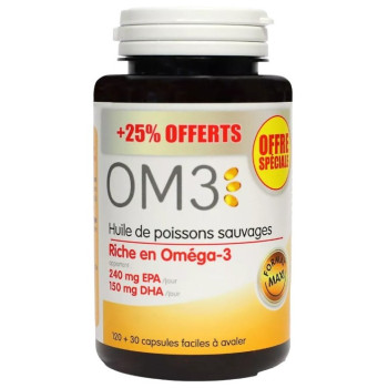 OM3 Huile de Poissons Sauvages x120 + 30 capsules offertes