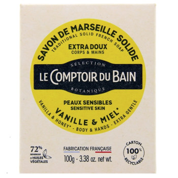 Savon de Marseille Solide Vanille Miel 100g Le comptoir du Bain