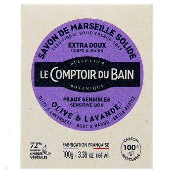 Savon de Marseille Solide Olive Lavande 100g Le comptoir du Bain