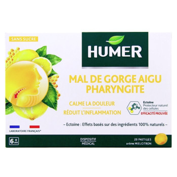 Humer Mal de Gorge Aigu Pharyngite Miel Citron x20 pastilles