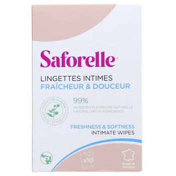 Saforelle Lingettes Intimes Fraîcheur & Douceur x10