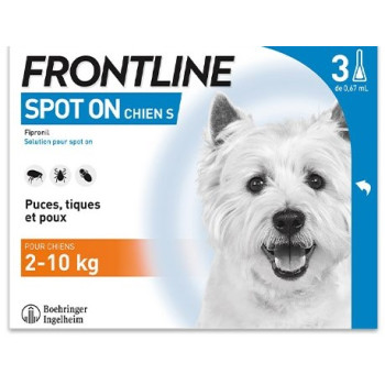 Frontline Spot-on Chien S (2-10kg) x3 pipettes