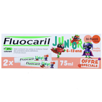 Dentifrice Junior 6/13 ans Fruits Rouges 2x75ml Fluocaril