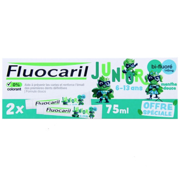 Dentifrice Junior 6/13 ans Menthe Douce 2x75ml Fluocaril
