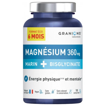 Magnésium Marin + Bisglycinate 360mg x180cpr Granions