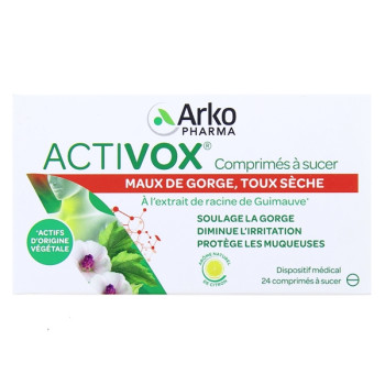 Activox Maux de gorge Toux sèche x24cpr à sucer Citron Akopharma
