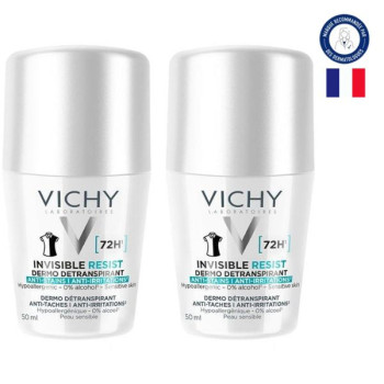Invisible Resist Dermo Détranspirant 72h Roll-on 2x50ml Vichy