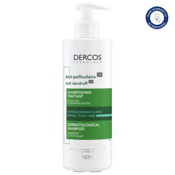 Dercos Anti Pelliculaire DS Shampooing Traitant Cheveux Normaux à Gras 390ml Vichy