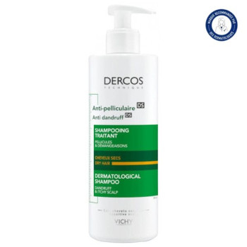 Dercos Anti-pelliculaire DS Shampooing Traitant Cheveux Secs 390ml Vichy