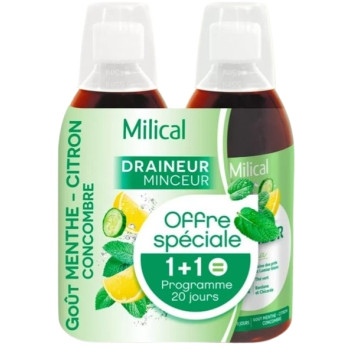 Draineur Minceur Ultra Menthe Citron Concombre 2x500ml Milical