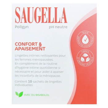 Poligyn Lingettes Intimes Nettoyantes x10 individuelles Saugella