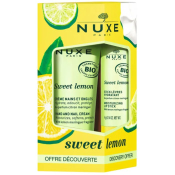 Sweet Lemon Crème Mains et Ongles Bio 30ml + Stick Lèvres Hydratant Bio 4g Nuxe