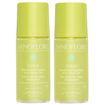 Déodorant Fraîcheur 24h Citrus Bio Roll-On 2x50ml Sanoflore
