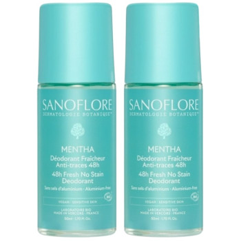 Déodorant Fraîcheur Mentha 48h Bio Roll-on 2x50ml Sanoflore