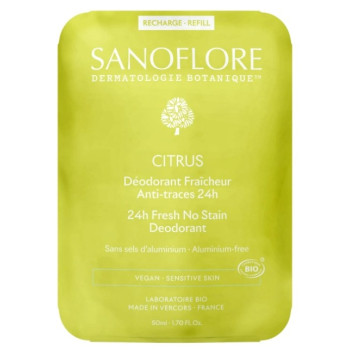 Recharge Déodorant Fraîcheur Citrus 24h Bio 50ml Sanoflore
