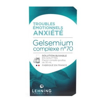 Gelsemium n°70 Anxiété Hyperémotivité Gouttes 30ml Lehning