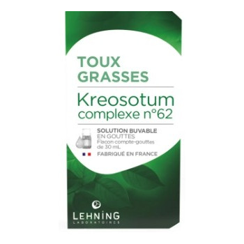 Kreosotum n°62 Toux Grasses Gouttes 30ml Lehning